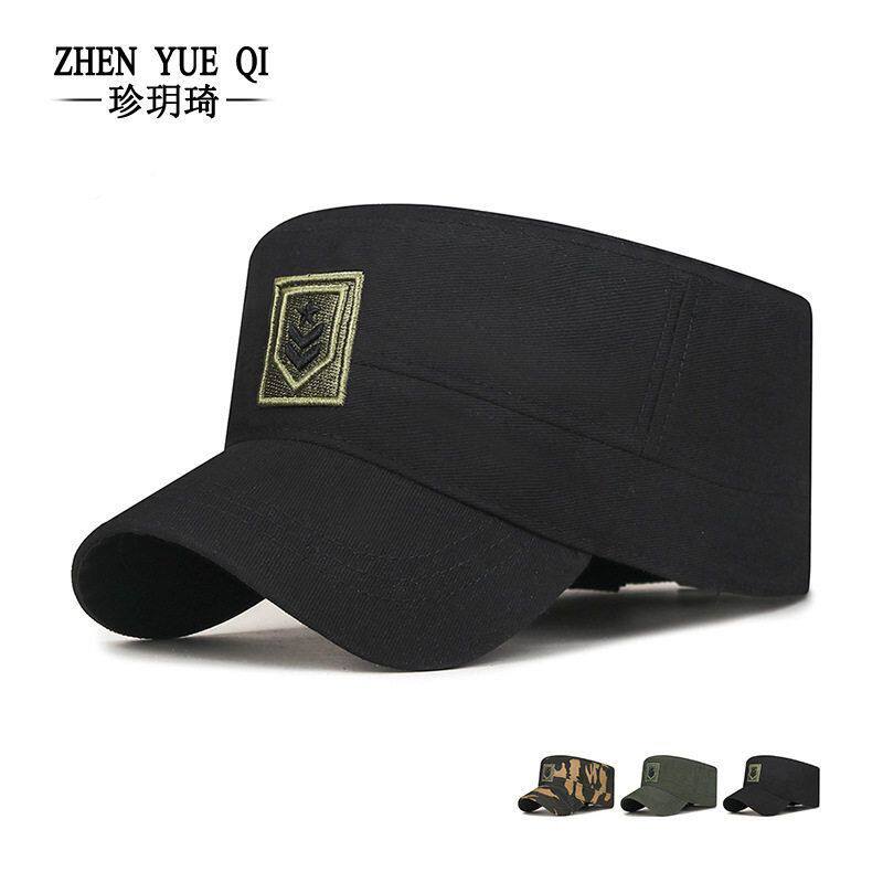 春秋季休闲男士可调节迷彩平顶帽韩版潮流简约立体刺绣遮阳帽跨境