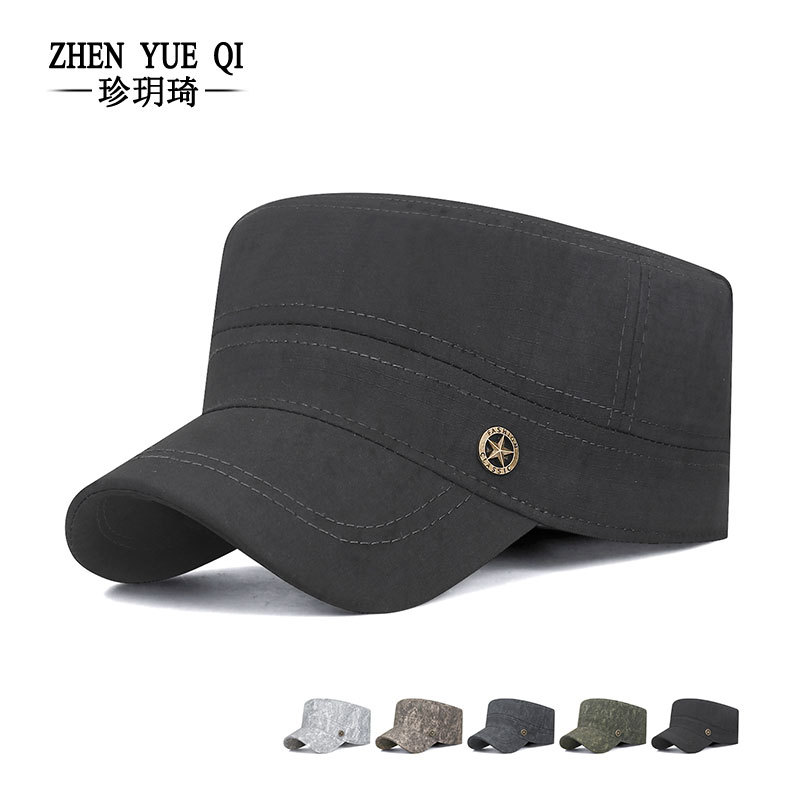 春季新款简约渲染色平顶帽男士中老年休闲户外出行遮阳防晒鸭舌帽