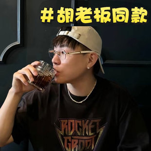 胡彦斌同款天然牛角日本男潮商务大框近视无框方眼镜框配度数老花