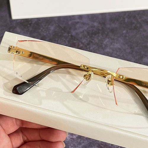 专柜品质包金无框钻石切边眼镜