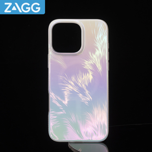 iPhone16ProMax男女款 ZAGG银羽幻彩磁吸保护壳全包4米防摔渐变色毛纹4米石墨烯时尚 适用苹果16plus手机壳套
