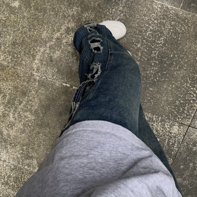 美式复古水洗做旧牛仔裤女男