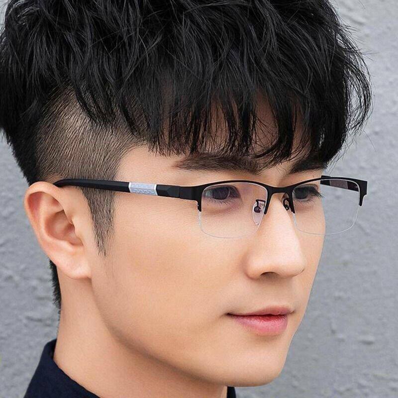 半框防蓝光抗疲劳眼镜平光镜电脑可配近视有度数超轻男女大脸圆脸