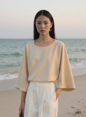 COMMON VALUE「 禅 Pāra 」兰精莫代尔 禅意极简圆领T恤廓形上衣