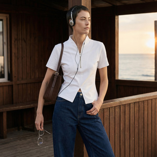 蝉意立领拉链修身 收腰显瘦T恤上衣 VALUE「空山叙」新中式 COMMON