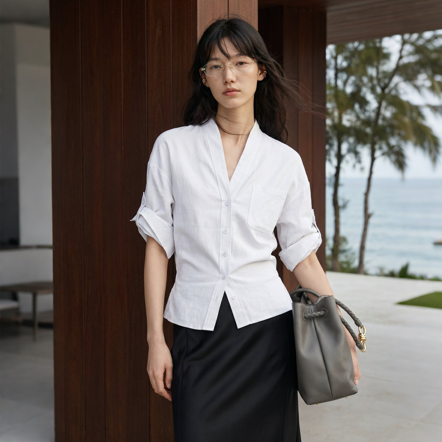 COMMON VALUE「釉素」新中式禅意领收腰修身衬衫老钱风通勤衬衣女