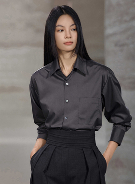 COMMON VALUE 丝光长袖宽松衬衣中性休闲衬衫