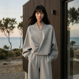 VALUE「 半拉链短外套 龛 」新中式 禅意领截短卫衣 Niche COMMMON