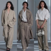 」燕麦色亚麻阔腿西裤 COMMON jetee VALUE「 河堤