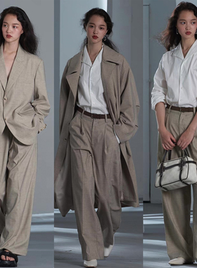 COMMON VALUE「 河堤 La jetee 」燕麦色亚麻阔腿西裤