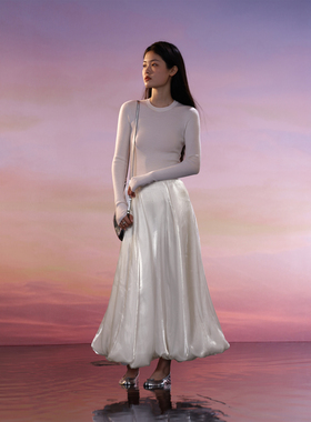 COMMON VALUE 流光溢彩花苞半身裙 褶皱月光纱百搭显瘦A字大摆裙