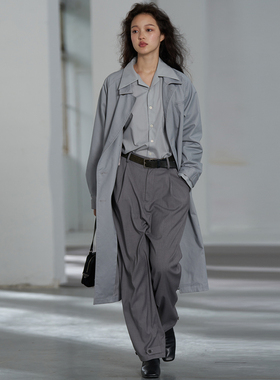 COMMON VALUE 「 河堤 La jetee 」灰蓝插肩风衣 法式中性休闲