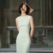 VALUE「 禀 Gift COMMON 」薄荷绿一字领连衣裙 日本进口微弹棉