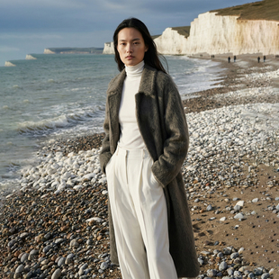 大衣 COMMON Nav」100%羊绒拉毛长款 灵 极简廓形呢子外套 VALUE「