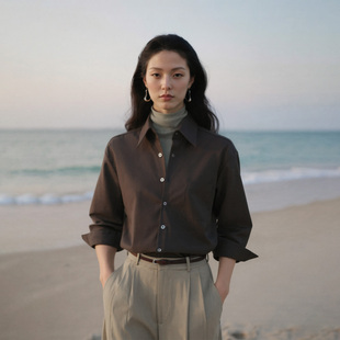 VALUE「 衬衫 龛 」府绸立领长袖 宽松极简休闲衬衣 Niche COMMON