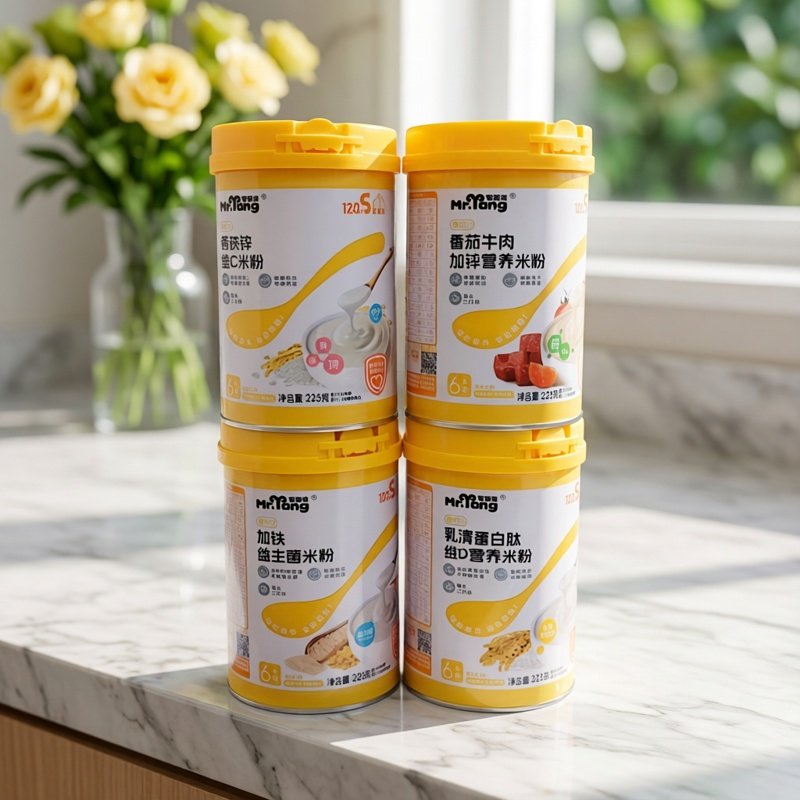 宅羊羊婴幼儿米粉阶辅食营养早餐钙铁锌米糊易吸收6个月罐装225克,婴童食品,米粉/米糊,淘宝优惠券,粉丝福利购,淘宝优惠卷