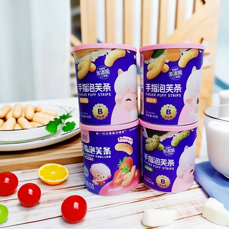 宅羊羊泡芙条饼干入口易化谷物条手指泡芙儿童零食45克