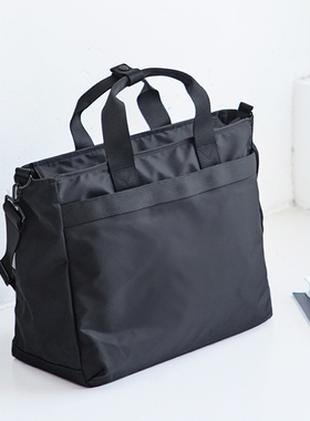 韩国原创手提尼龙公文包女男商务大容量单肩包旅行斜跨手提电脑包