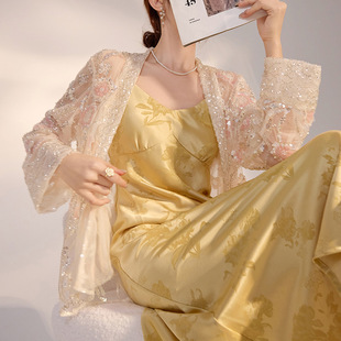 高级感外套上衣女 2025夏季 亮片提花镂空薄款 新款 M5026 国风时尚