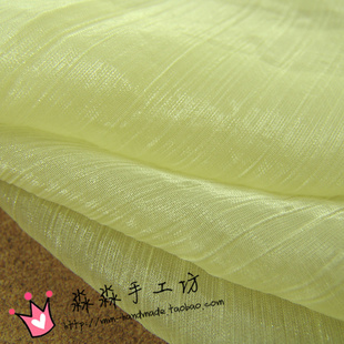 纺织DIY布料 淡黄色透明飘逸锦丝皱薄纱闪光丝雪纺 舞裙丝巾面料