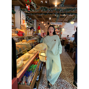 卫裤 落落狷介 女两件套小个子运动套装 2025新款 保暖 加绒卫衣套装