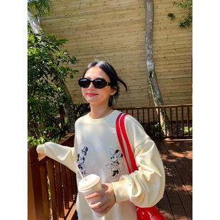 设计感小众 外套oversize小个子印花薄款 落落狷介卫衣女款 2026新款