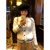 毛线衣保暖 开衫 落落狷介白色毛衣可外穿内搭2025年新款 设计感长袖