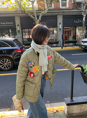落落狷介 棉服女2025年新款冬季军绿色设计感保暖外套小个子棉衣