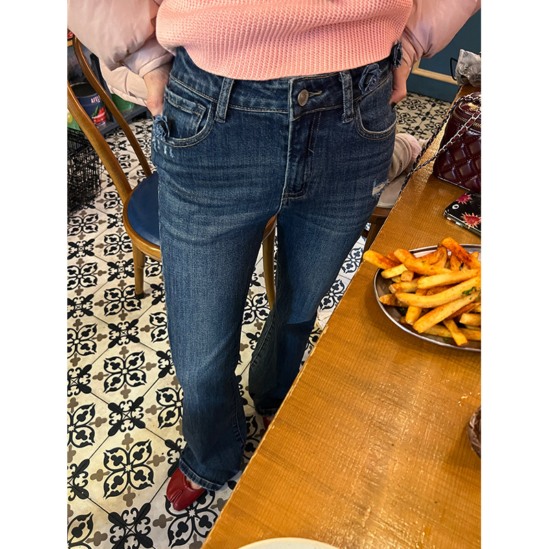 落落狷介 蓝色牛仔裤2025年新款女小个子显瘦直筒小脚裤高腰裤子,女装/女士精品,牛仔裤,淘宝优惠券,粉丝福利购,淘宝优惠卷