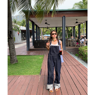 小个子宽松阔腿裤 落落狷介牛仔裤 牛仔背带裤 春款 百搭 女2024年新款