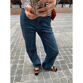 小个子裤 女设计感小众直筒裤 子高腰刺绣 2025年新款 落落狷介牛仔裤