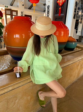 落落狷介 开春穿搭套装一整套绿色套装裤女两件套上衣+阔腿短裤