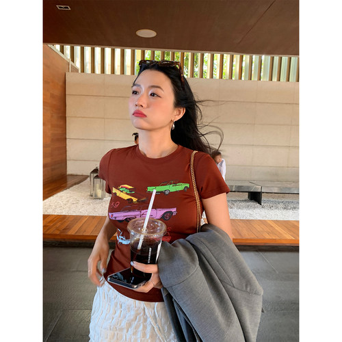 落落狷介短袖印花T恤女小个子