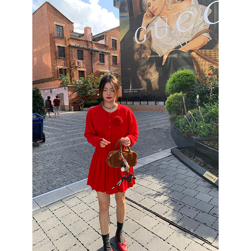 落落狷介针织两件套女套装裙