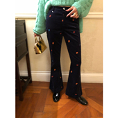 刺绣喇叭裤 落落狷介 今年流行爆款 子2025新款 小个子灯芯绒显瘦 裤