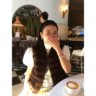 落落狷介仿貂毛外套女2025年新款 保暖毛毛外套小个子马夹百搭 冬季