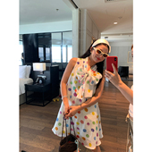 落落狷介 苎麻连衣裙2025年新款 今年流行 漂亮裙子波点宽松无袖