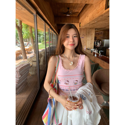 落落狷介蕾丝花边背心女上衣