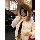 短款 碎花羽绒服女款 冬季 落落狷介 2025年新款 连帽大毛领加厚外套