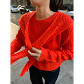 披肩小个子 红色两件套毛线衣 落落狷介 毛衣可外穿内搭2025新款