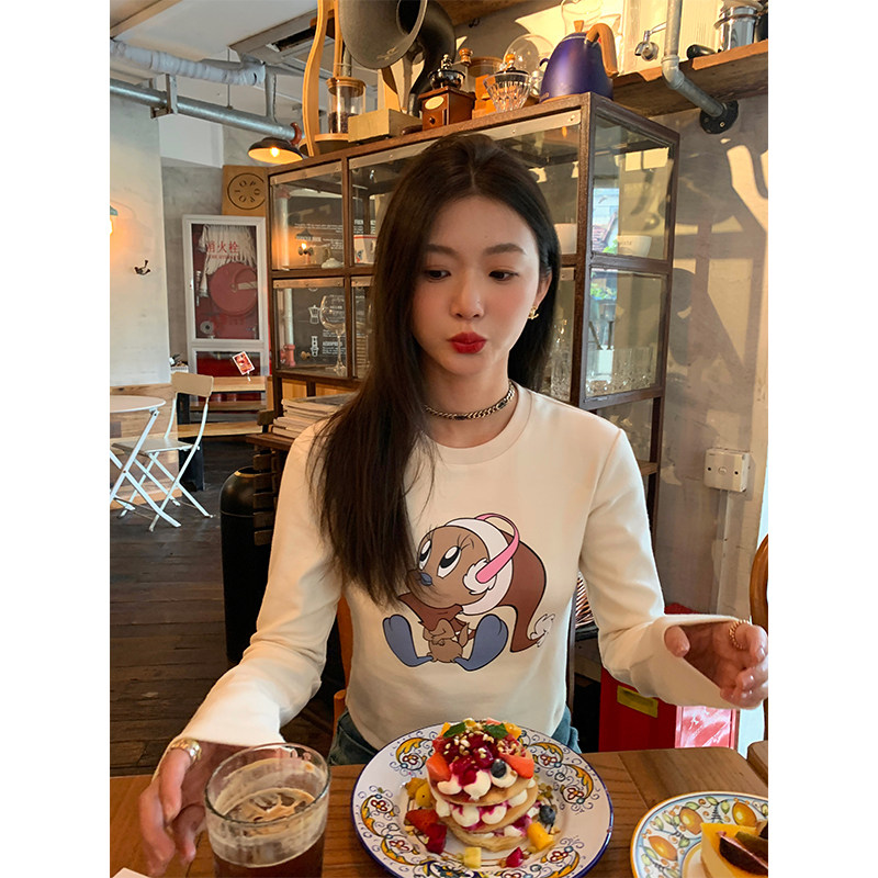 落落狷介 打底衫女秋冬内搭可外穿2024年新款印花T恤长袖显瘦上衣,女装/女士精品,T恤,淘宝优惠券,粉丝福利购,淘宝优惠卷