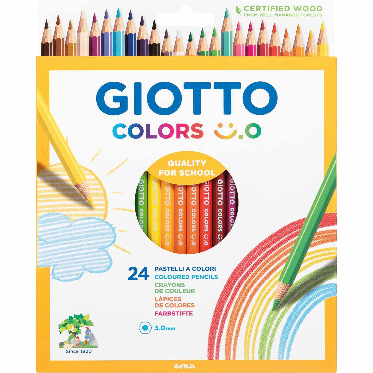 意大利GIOTTO齐多colors3.0彩铅12色24色彩色铅笔幼儿园儿童填色