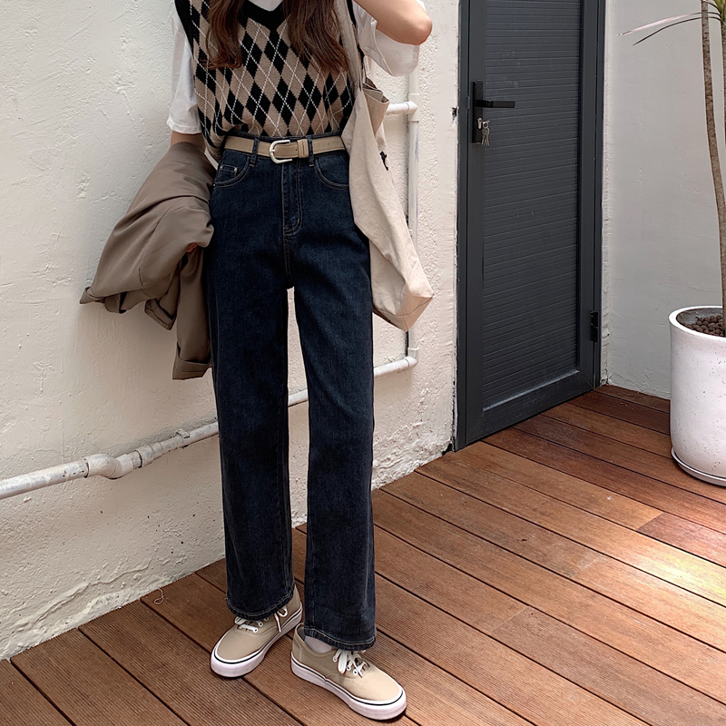 2022年新款深色高腰显瘦弹力长裤