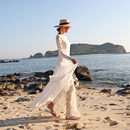 长袖 遮手臂蕾丝海边度假轻婚纱连衣裙女沙滩裙超仙礼服大裙摆