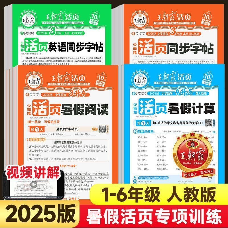 2025秋王朝霞暑假衔接活页计算活页阅读同步字帖专项训练暑假作业