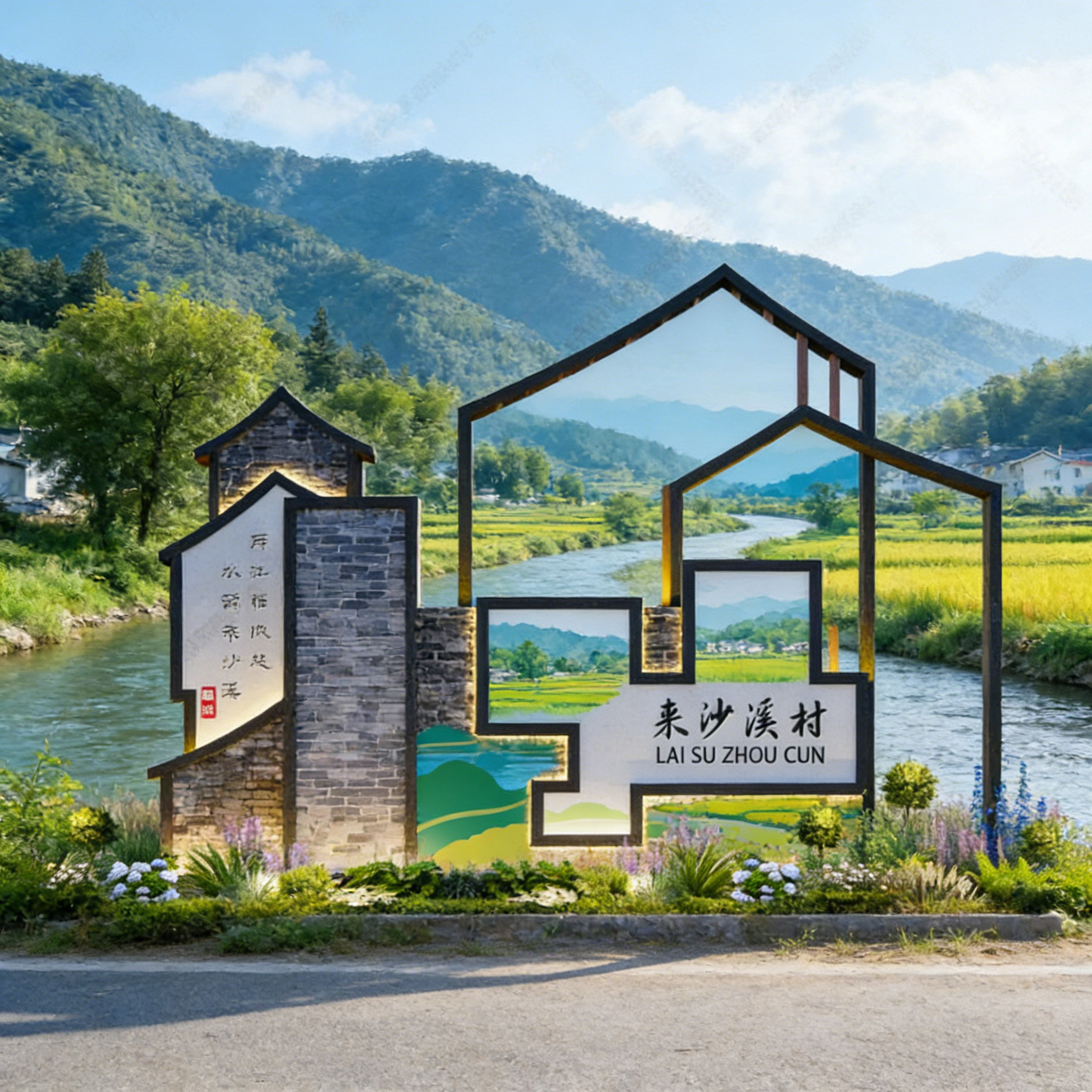 村口立式公园导视牌户外仿古美丽乡村标识牌导向指示牌民族村屯牌,商业/办公家具,宣传栏/公告栏,淘宝优惠券,粉丝福利购,淘宝优惠卷