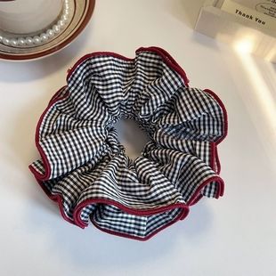 慵懒风条纹大肠发圈红色包边头绳百搭扎丸子头发绳高颜值少女头饰