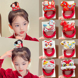 马年新年红色发绳年年有余发圈儿童过年头饰喜庆氛围发饰女童皮筋