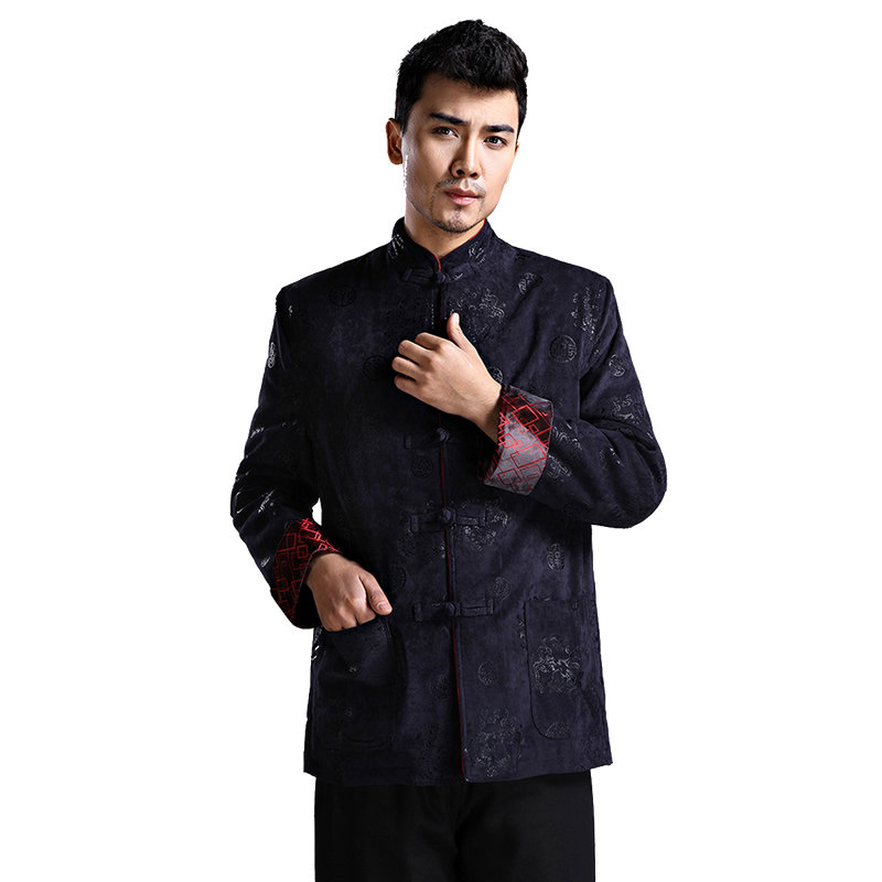WINTER THICKENED PLUS-SIZE MENS LONG-SLEEVED CHINESE TANG COSTUME COTTON COAT DAD AND GRANDFATHER NEW YEARS PADDED JACKET NATAL YEAR NATIONAL COSTUME JACKET