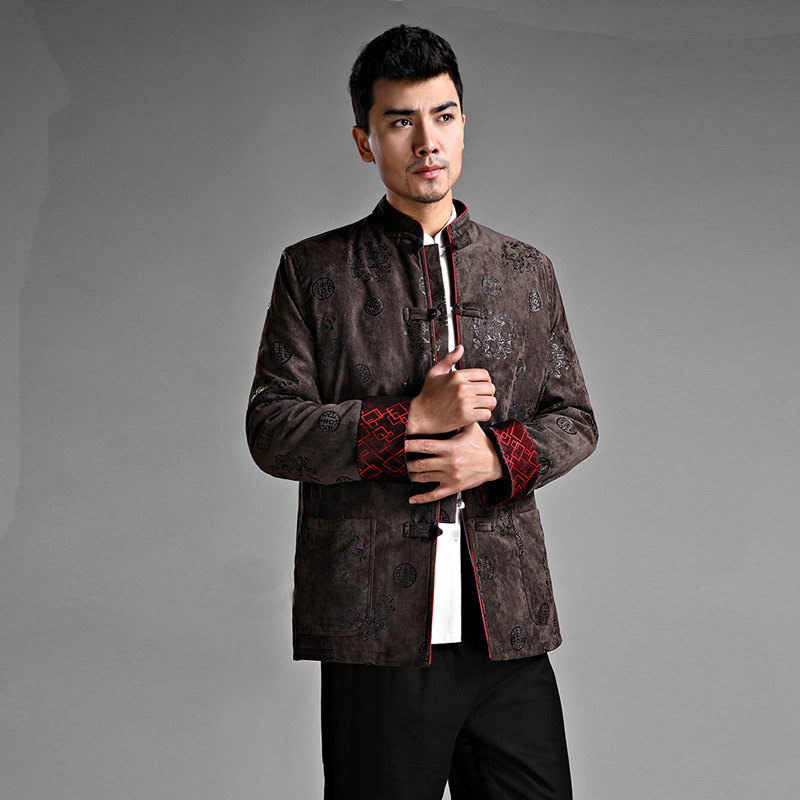 WINTER THICKENED PLUS-SIZE MENS LONG-SLEEVED CHINESE TANG COSTUME COTTON COAT DAD AND GRANDFATHER NEW YEARS PADDED JACKET NATAL YEAR NATIONAL COSTUME JACKET